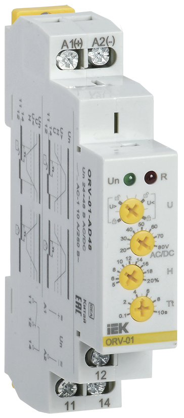 Реле напряжения ORV, 1 фаза 24-48В AC/DC IEK, ORV-01-AD48