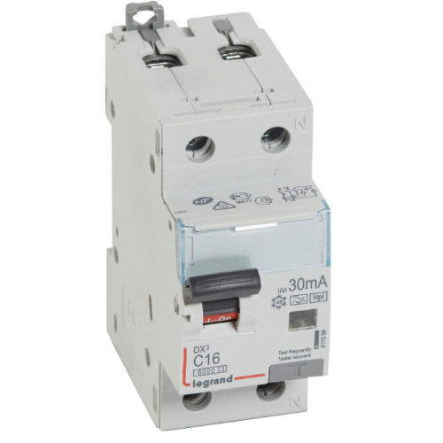 DX3 дифференциальный автоматический выключатель 1P+N, 16A, 30mA, 6kA (хар-ка C) Legrand, 411094