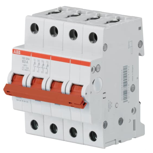 SD204/32 Рубильник 4-полюсный модульный 32А (красный рычаг) ABB, 2CDD284101R0032