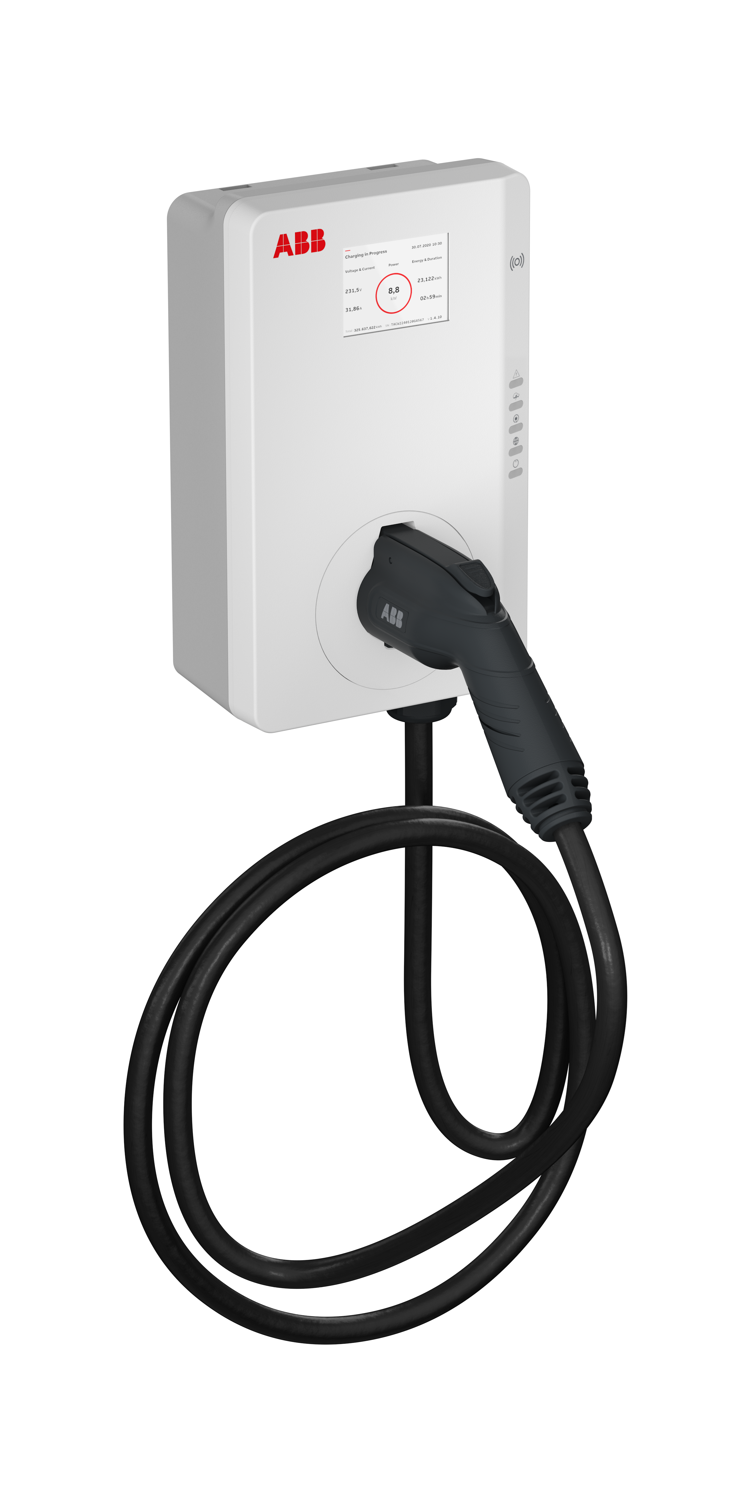 Зарядная станция Terra AC-W7-G5-RD-MC-0 AC wallbox type 2, кабель 5м, 1ф/32A, сертификация MID, RFID, дисплей и 4G ABB, 6AGC085386