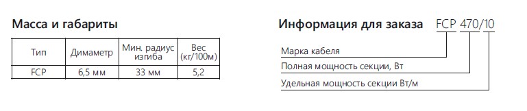Extherm Extherm FCP 2660/10 Секция одножильного резистивного нагревательного кабеля  (морозильные камеры) 10 Вт/м, 2660 Вт, 266м