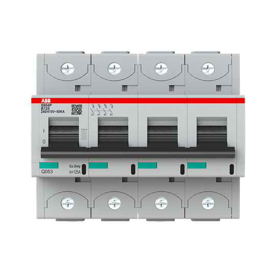 S804P B125 Автоматический выключатель 4-полюсный, 125A, 50kA (хар-ка B) ABB, 2CCG001225R0001
