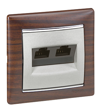 Розетка компьютерная двойная, RJ45, Cat 5e, на винтах (алюминий) Valena Legrand, 770239