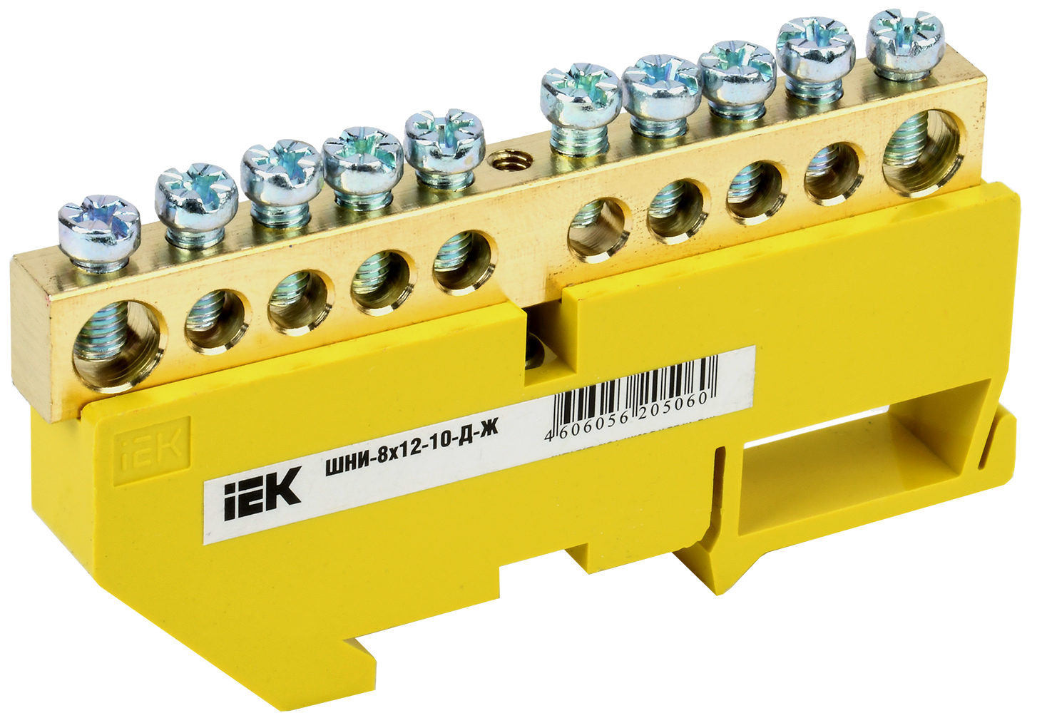 ШНИ-10-12-Д-Ж Шина PE "земля" на DIN-изол ИЭК, YNN10-812-10D-K05
