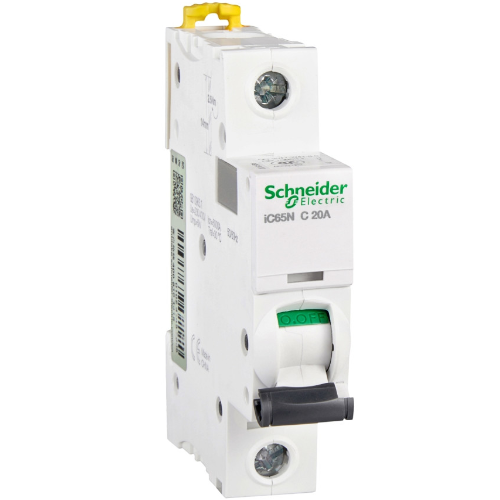 iC65N 1P 20А Автоматический выключатель 1-полюсный, 20А, 6кА (хар-ка C) Schneider Electric, A9F18120