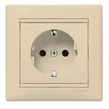 Розетка с заземлением без шторок, С/У (кремовый) Этюд Systeme Electric, PC16-003K