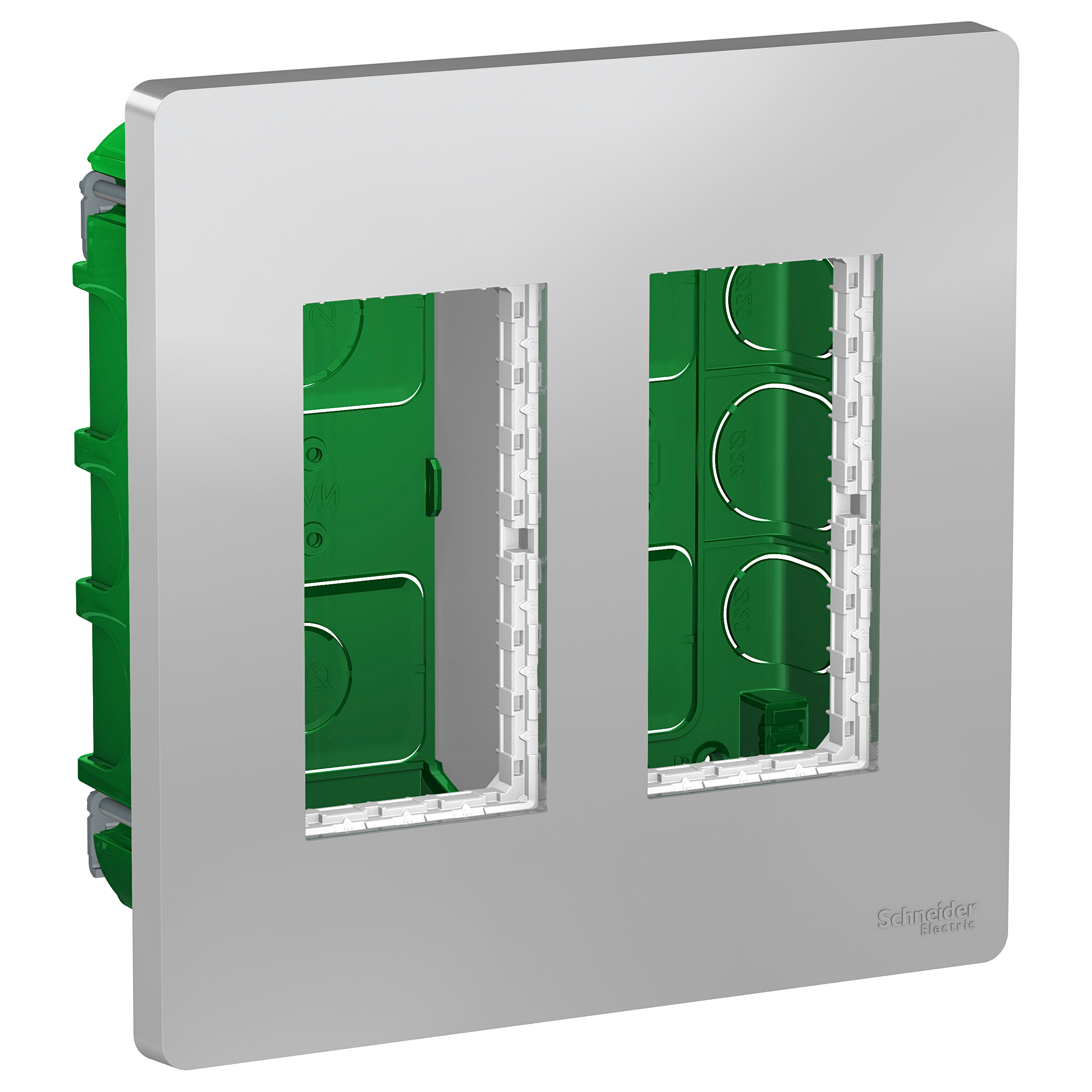 Блок скрытой установки 2х2 алюминий Unica System+ Schneider Electric, NU172430