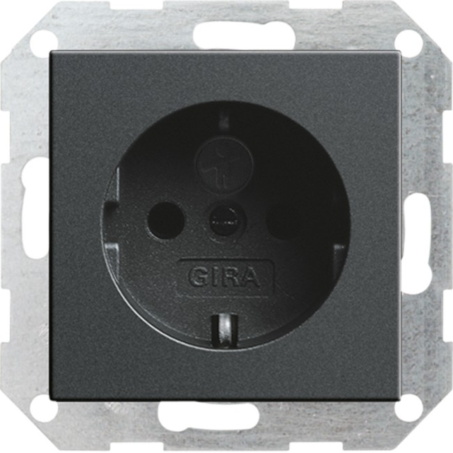 Розетка с заземлением, со шторками (антрацит) System 55 GIRA, G045328