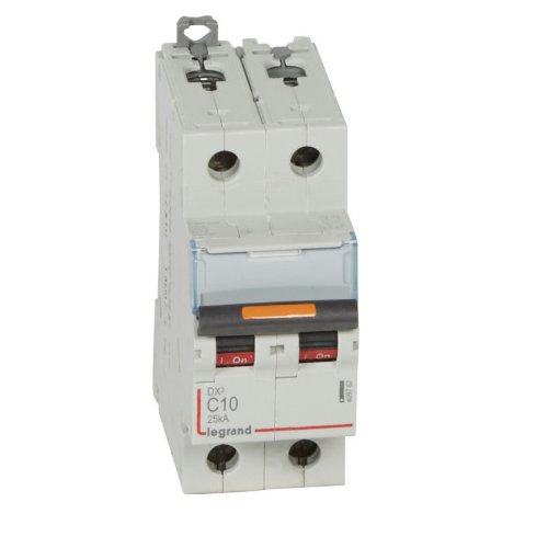 DX3 Автоматический выключатель 2-полюсный, 10А, 25kA (хар-ка C) Legrand, 409767