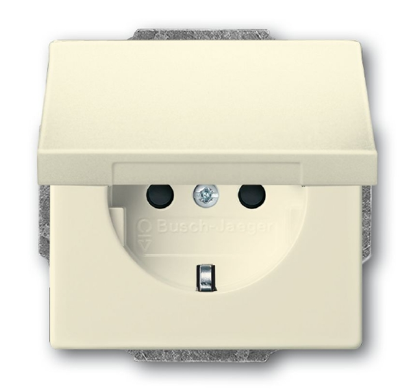 20 EUK-82 Розетка SCHUKO 16А 250В с крышкой, серия solo/future, цвет savanne/слоновая кость ABB, 2CKA002018A1465