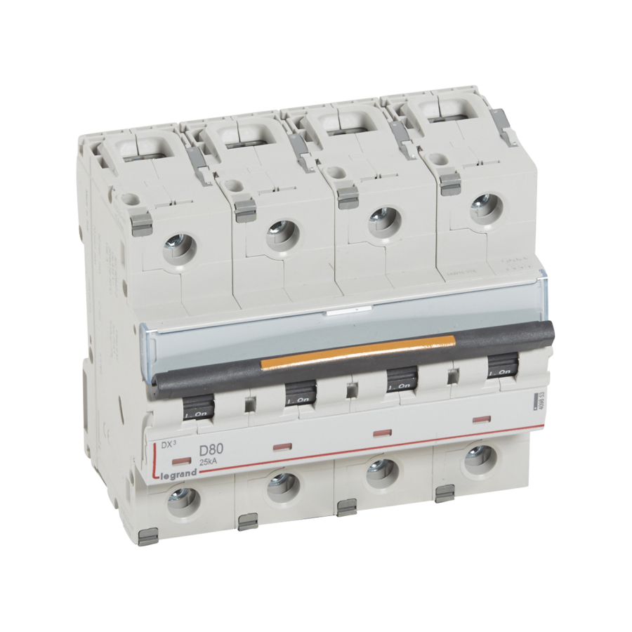 DX3 Автоматический выключатель 4-полюсный 80A 25kA (хар-ка D) Legrand, 409853