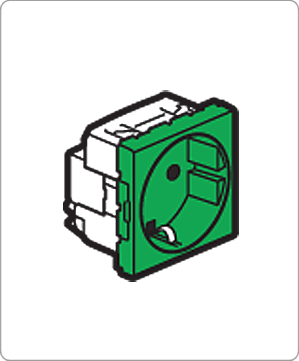 Розетка 2P+E немецкий стандарт 2М (зелёная) Mosaic Legrand, 077216