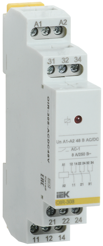 Промежуточное реле OIR, 3 контакта (8А), 48В AC/DC IEK, OIR-308-ACDC48V