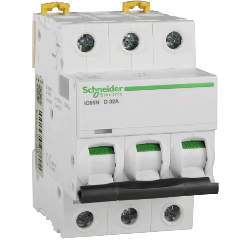 iC65N 3P 32А Автоматический выключатель 3-полюсный, 32А, 6кА (хар-ка D) Schneider Electric, A9F19332