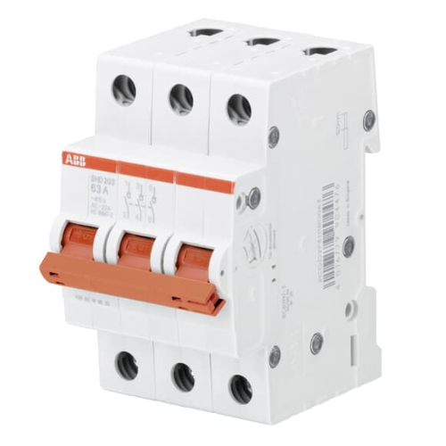 SHD203/16 Рубильник 3-полюсный модульный 16А (красный рычаг) ABB, 2CDD273111R0016
