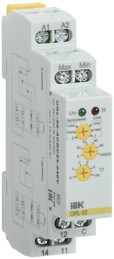 Реле наполн/дренаж ORL 24-240В AC/DC IEK, ORL-02-ACDC24-240V