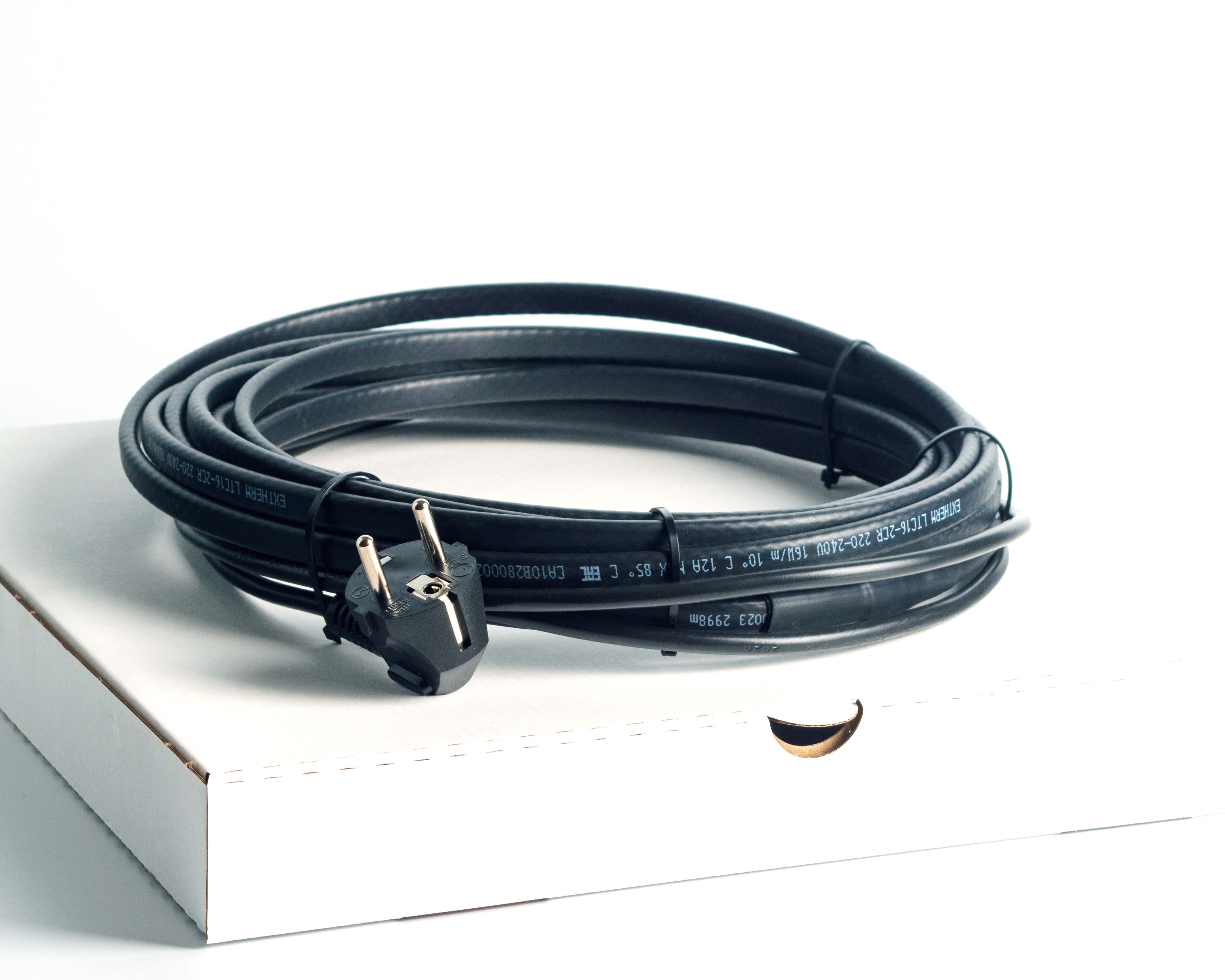 Extherm Extherm LXTC kit 10m Комплект саморегулирующегося нагревательного кабеля (на трубу), 16Вт/м,  установочный кабель,  евровилка с заземлением