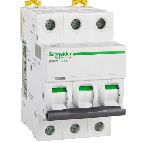 iC65N 3P 6А Автоматический выключатель 3-полюсный, 6А, 6кА (хар-ка B) Schneider Electric