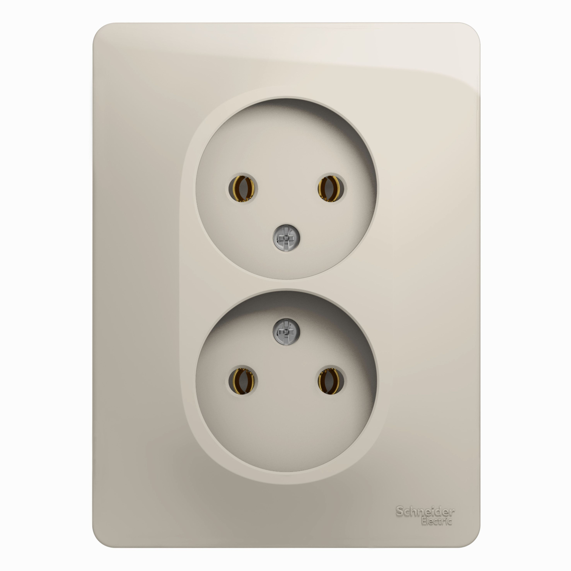 Розетка двойная без заземления,16А, 250В, в сборе (молочный) Glossa Systeme Electric, GSL000920