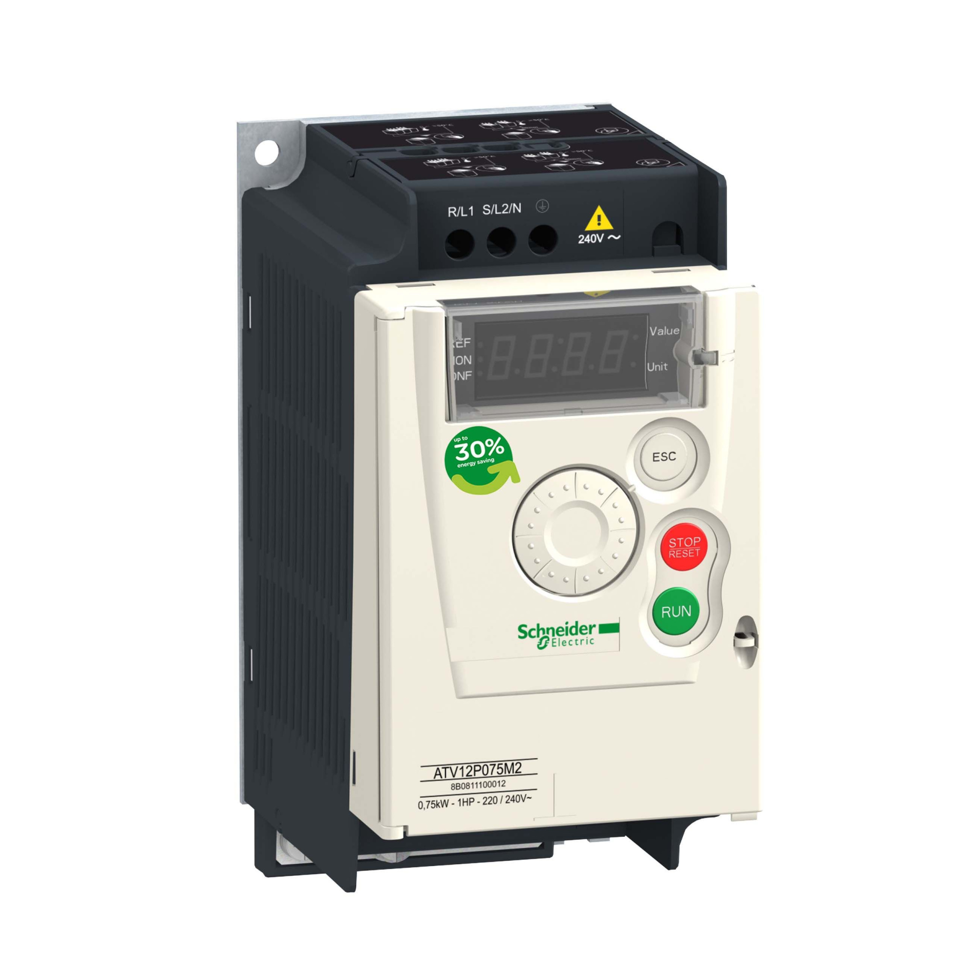 Преобразователь частоты 0.75кВт 240В 1ф Schneider Electric, ATV12P075M2