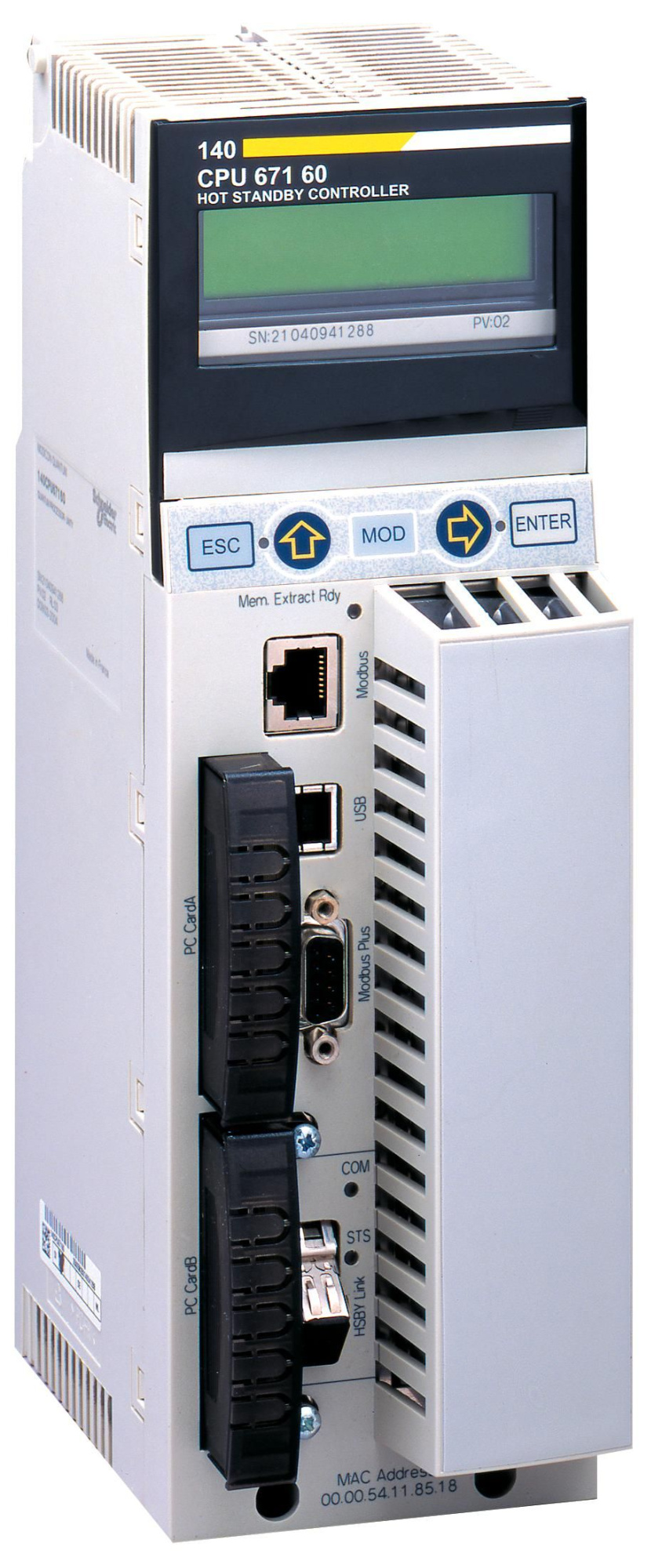 ЦПУ-горячего резерва Unity, многомодовый канал Ethernet, 1024 кб, 266 мГц Modicon Quantum Schneider Electric, 140CPU67160