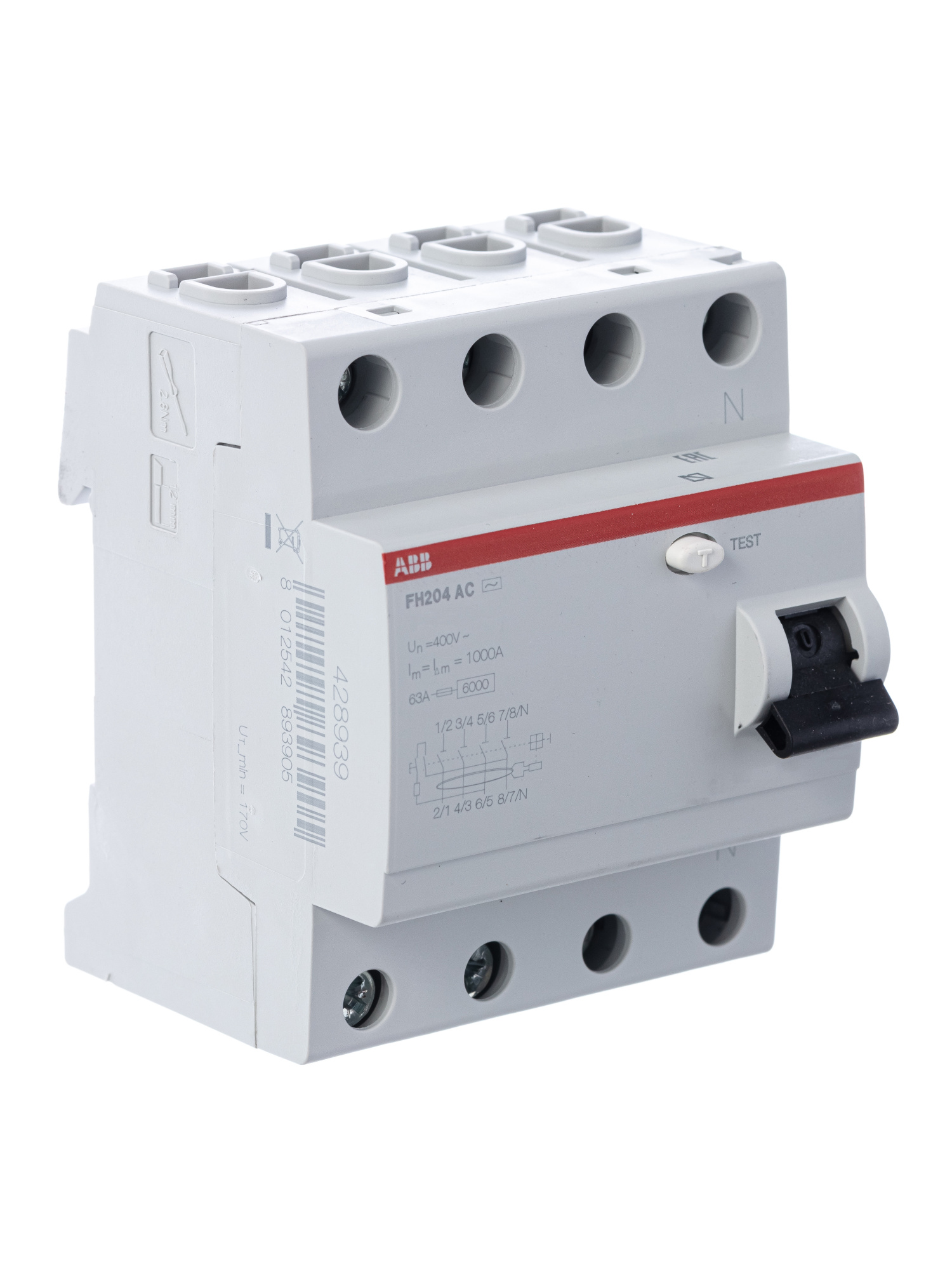 FH204 AC 40/300 Блок утечки тока 4-полюсный, 40A, 300mA, тип АC (УЗО) ABB
