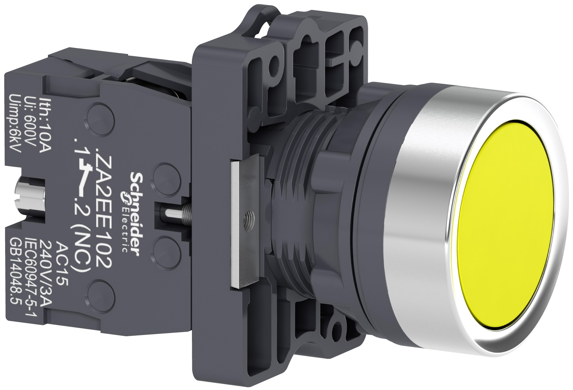 Кнопкаxa2,пруж.возвр.,желтая,1нo Schneider Electric, XA2EA51