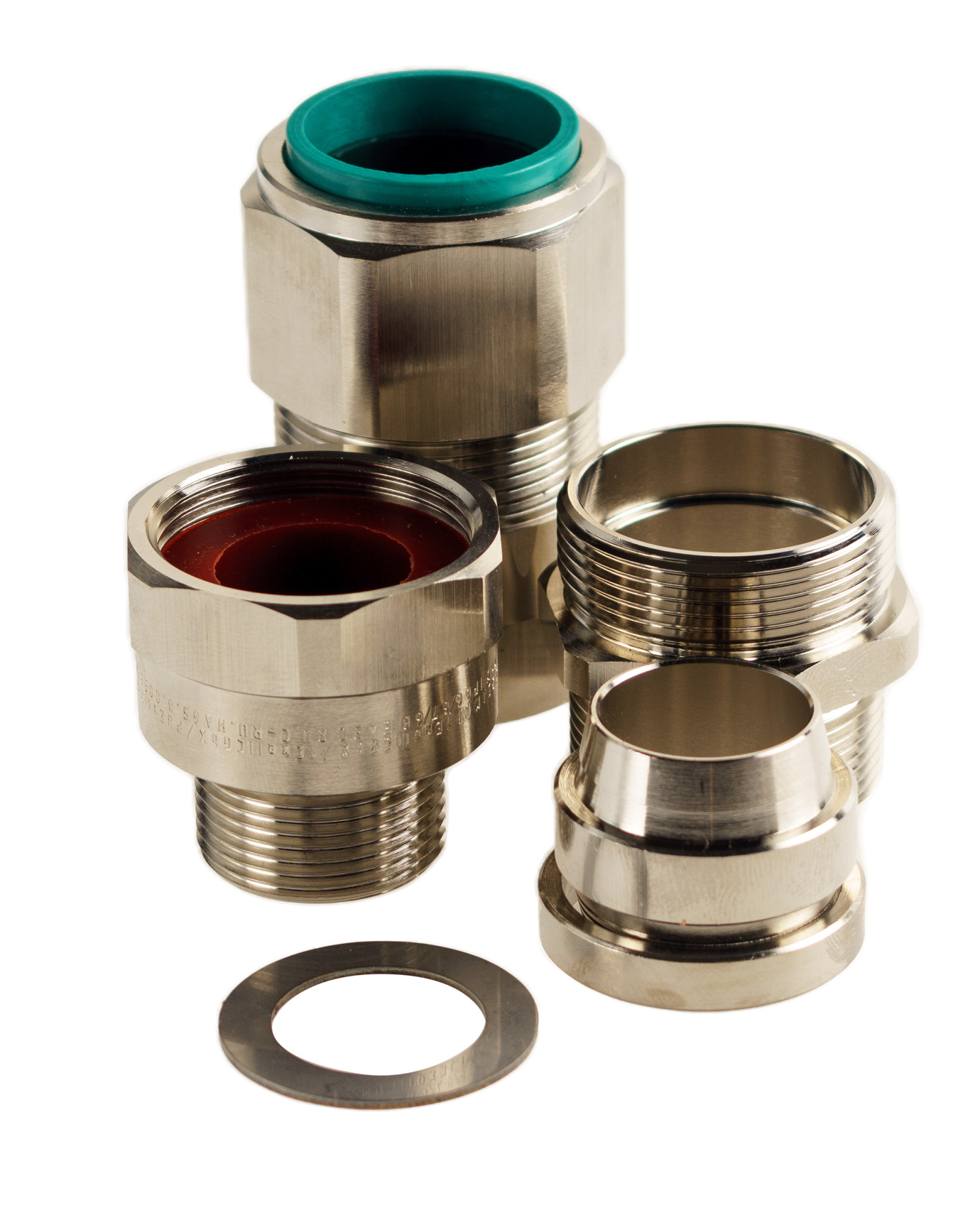 Extherm Extherm 25AK 05 Кабельный ввод взрывозащищенный М25х1,5 с уплотнением для бронированного силового кабеля d вн. 11,1-19,9 мм, d нар.18,2-26,2 мм, М25x1,5 6g, 1ExdIIC Gb X / 1ExeIIC Gb X, IP66/67/68 и гайкой, латунь