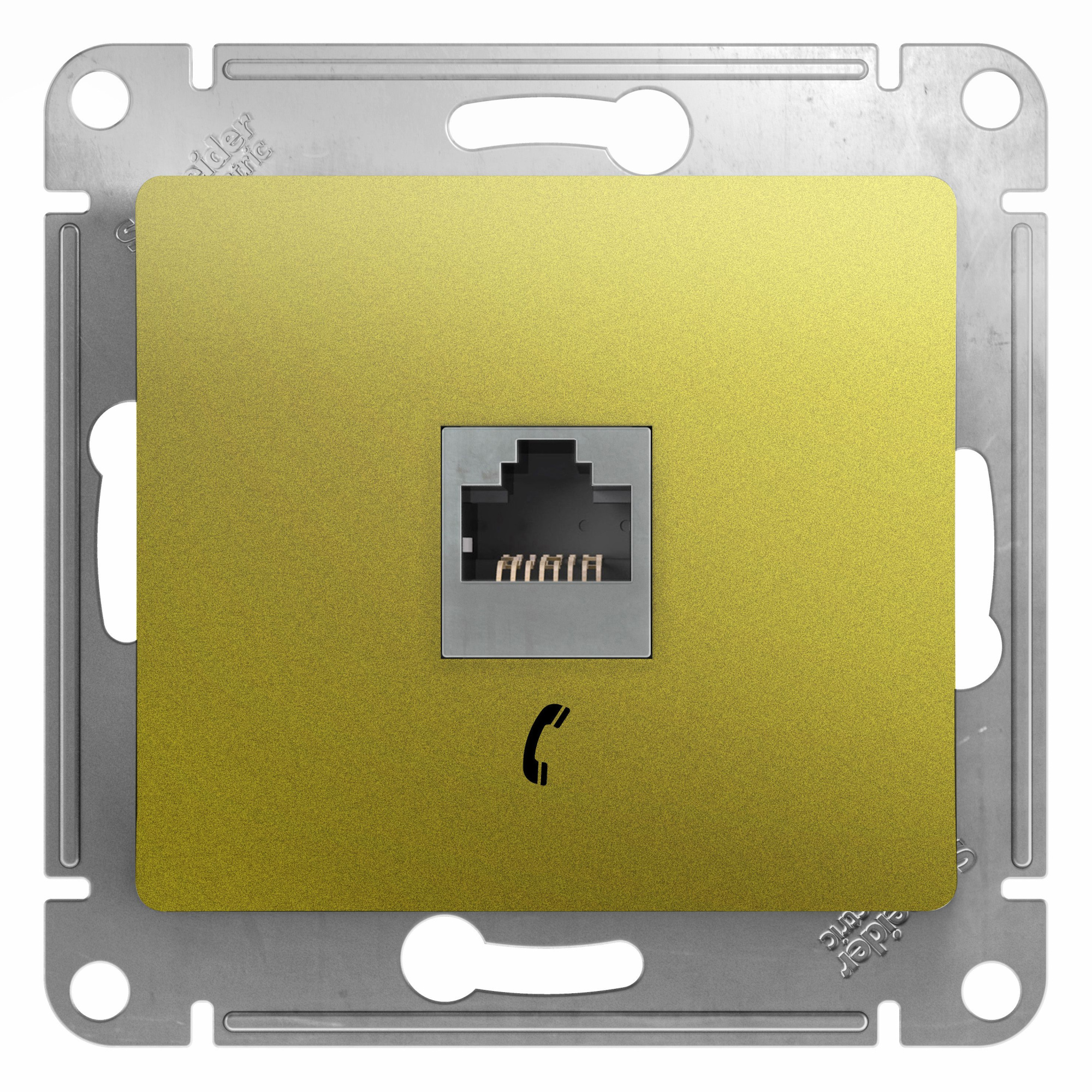 Розетка телефонная RJ11, механизм (фисташковый) Glossa Systeme Electric, GSL001081T