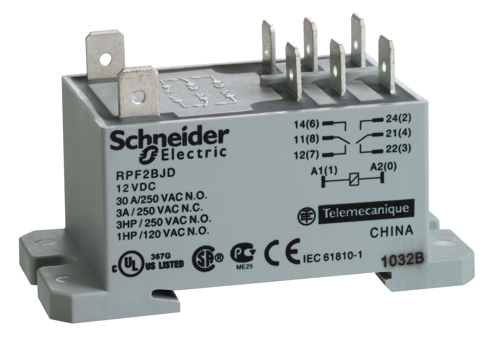 Реле 2 перекидных конт 12в пост тока Schneider Electric, RPF2BJD