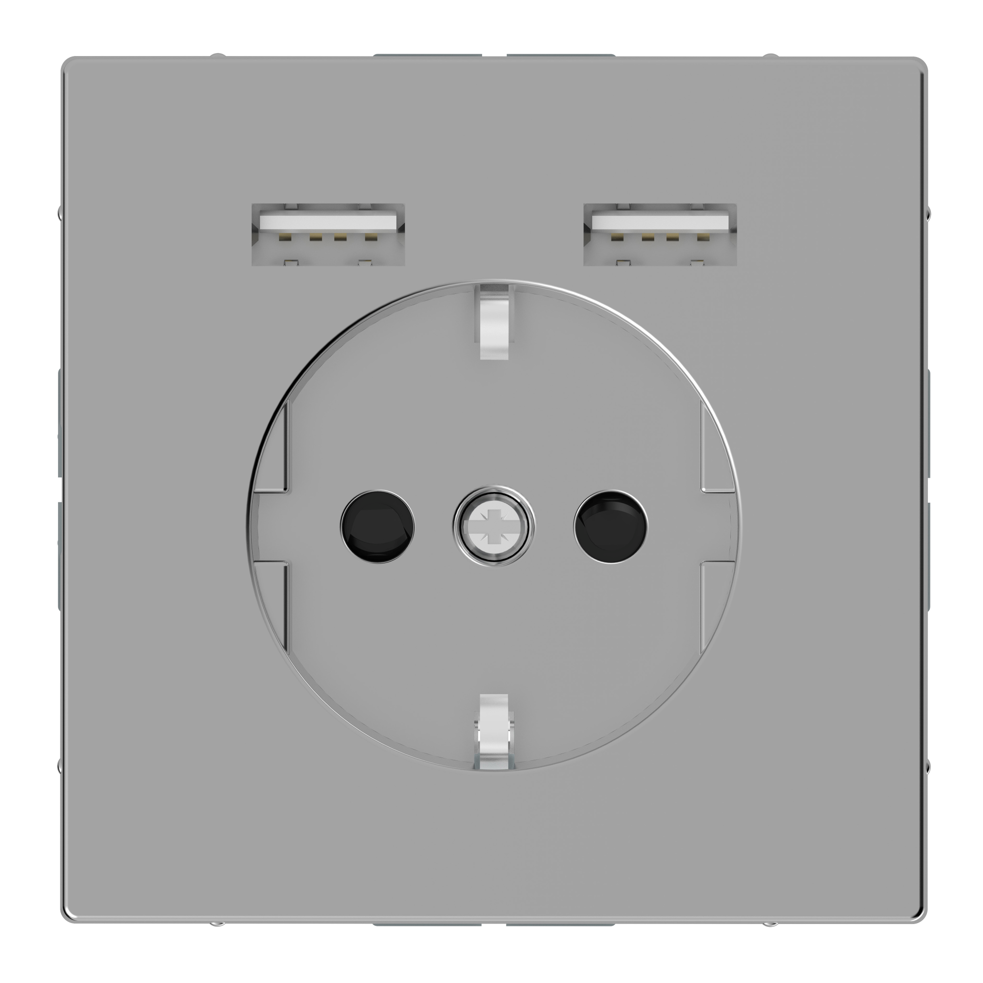 Розетка SCHUKO с 2 USB c зарядным устройством 2,4 a, sdl (нержавеющая сталь) Merten Schneider Electric, MTN2366-6036