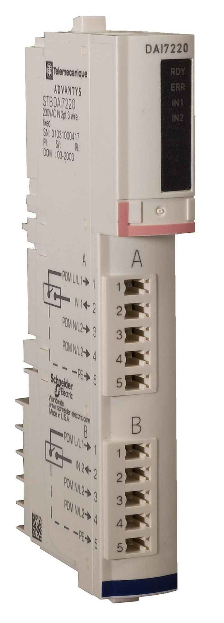 Модуль дискр. вх. ~230в, 2 кан (kомпл) Schneider Electric, STBDAI7220K