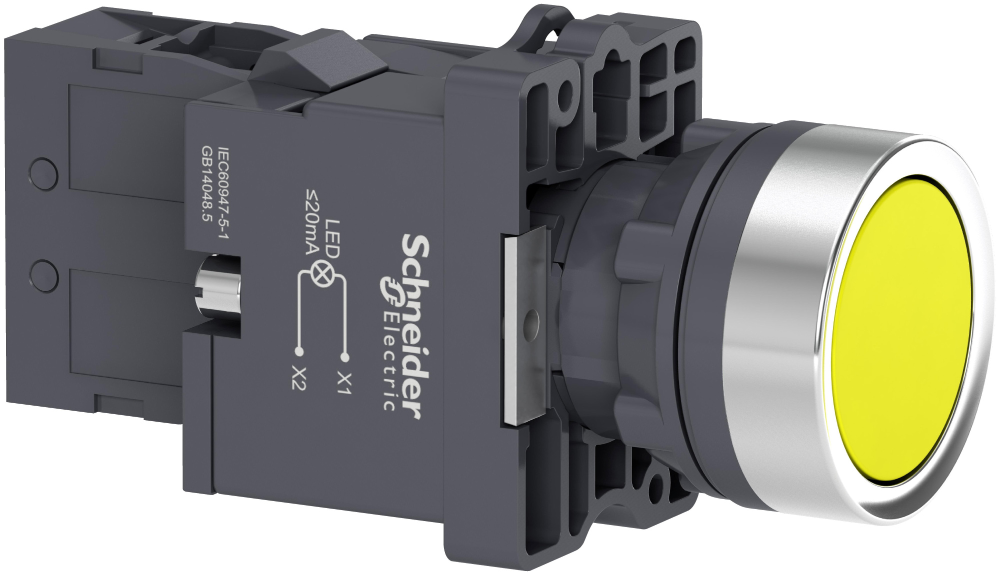 Кнопка желтая с подсветкой СLED,220В 1НО Schneider Electric, XA2EW35M1