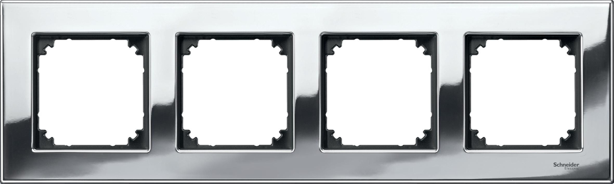 Рамка 4-постовая, sm (металл хром) Merten M-Elegance Schneider Electric, MTN403439
