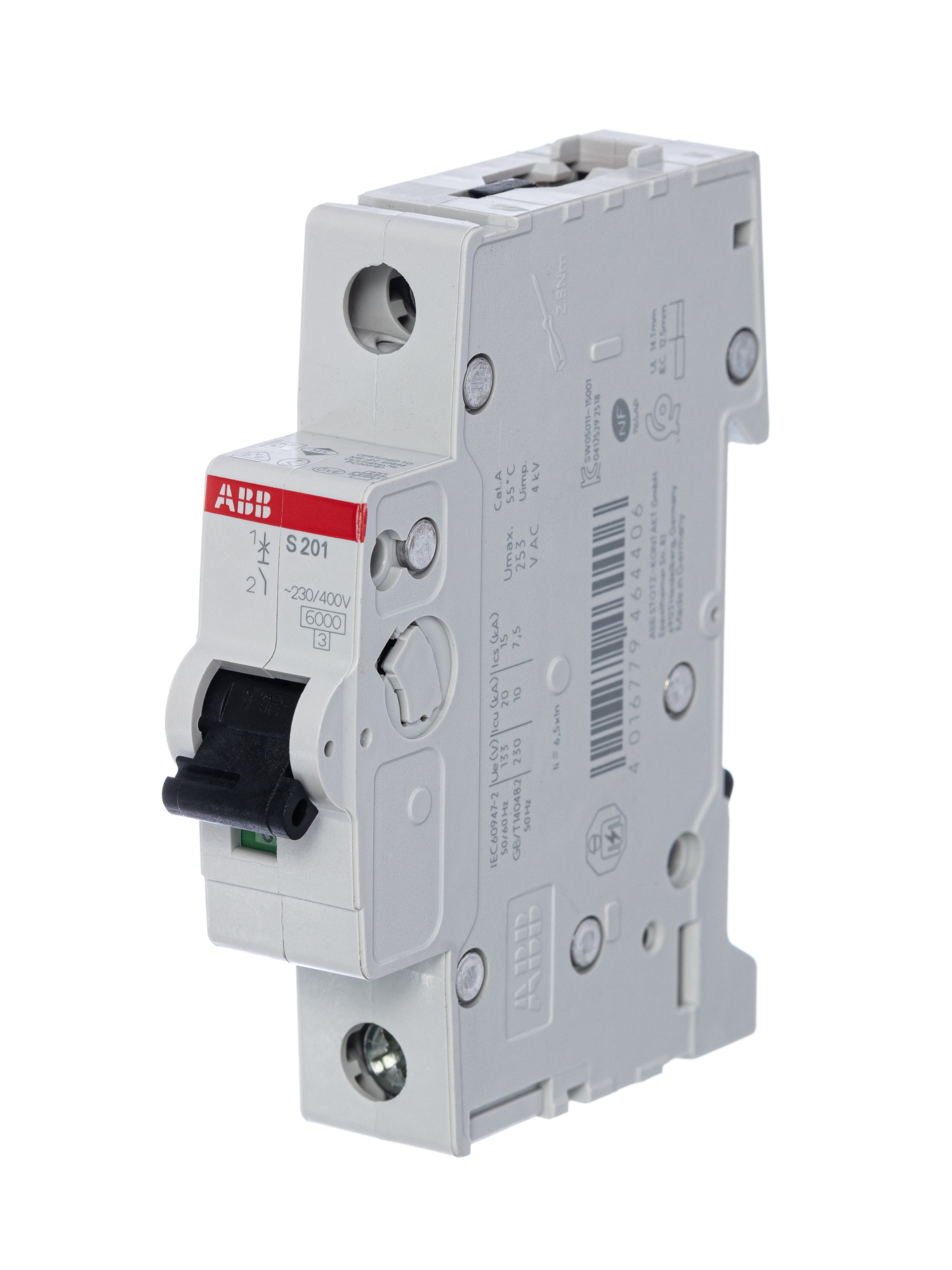 S201 D16 Автоматический выключатель 1-полюсный, 16А, 6кА (хар-ка D) ABB, 2CDS251001R0161