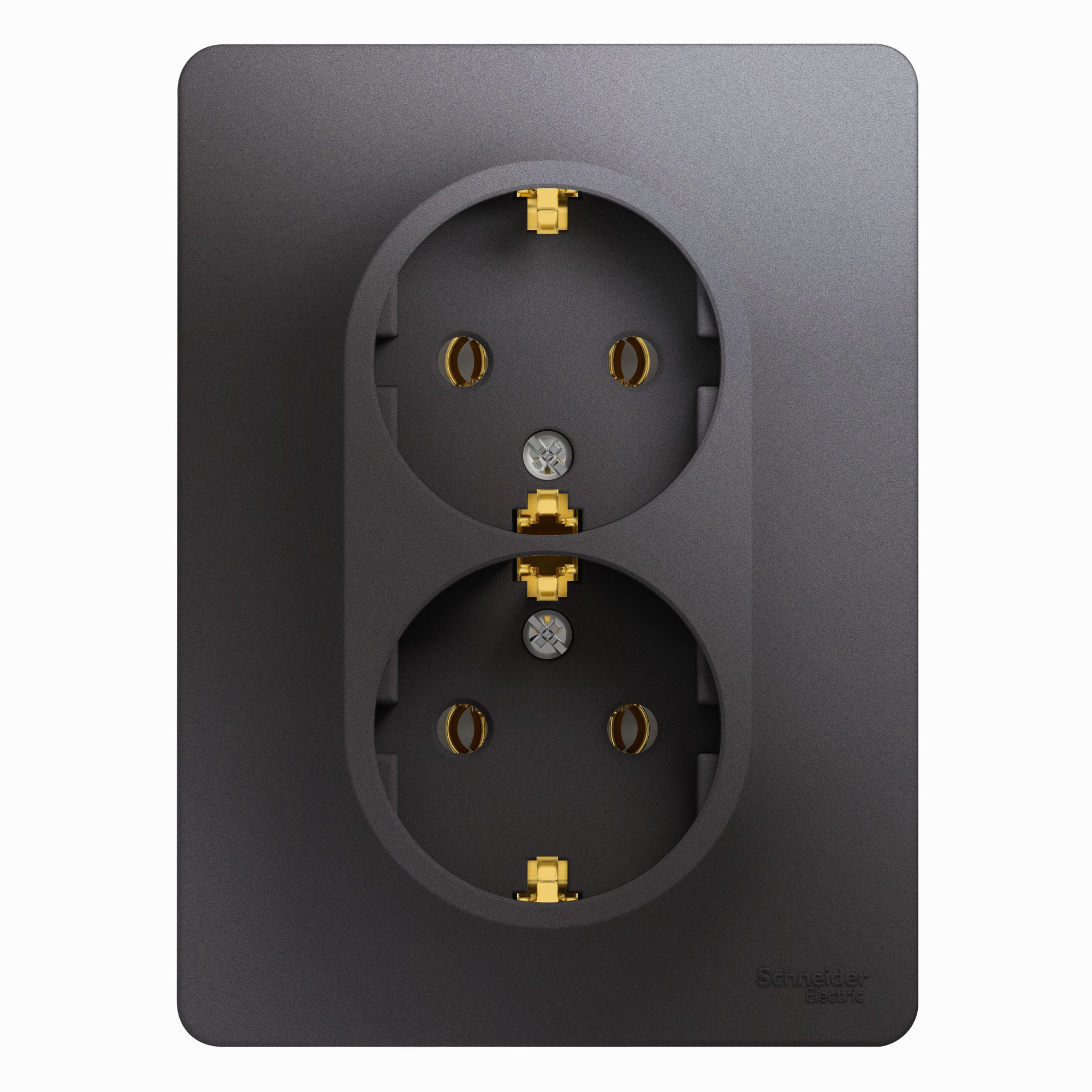 Розетка двойная с заземлением,16А, 250В, в сборе (графит) Glossa Systeme Electric, GSL001324