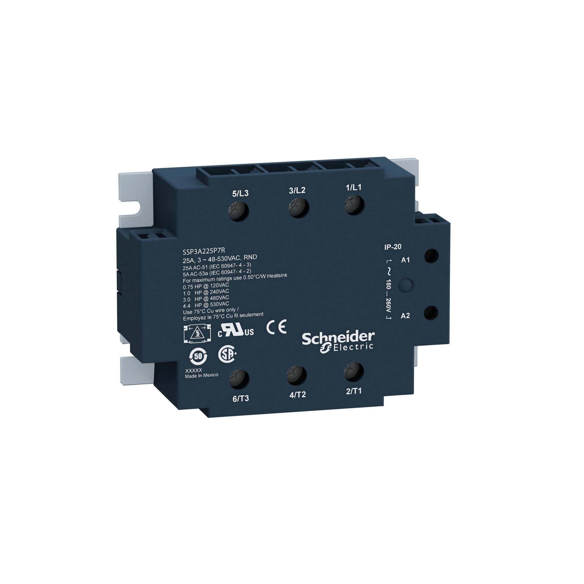 Твердотельное реле, 3 фазы, 50а ssp3a250b7rt Schneider Electric, SSP3A250B7RT