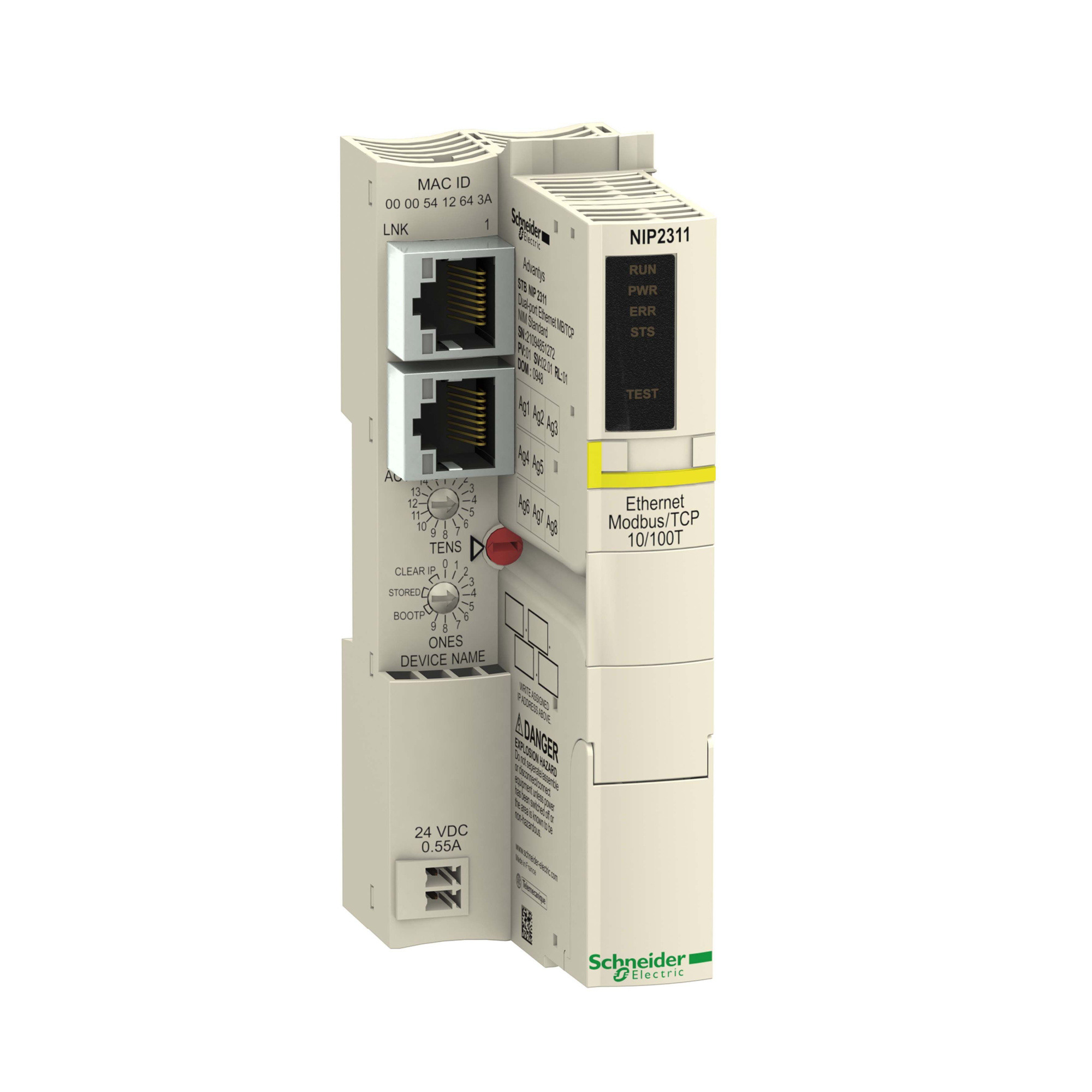 Модуль ethernet modbus tcp dual-port Schneider Electric, STBNIP2311