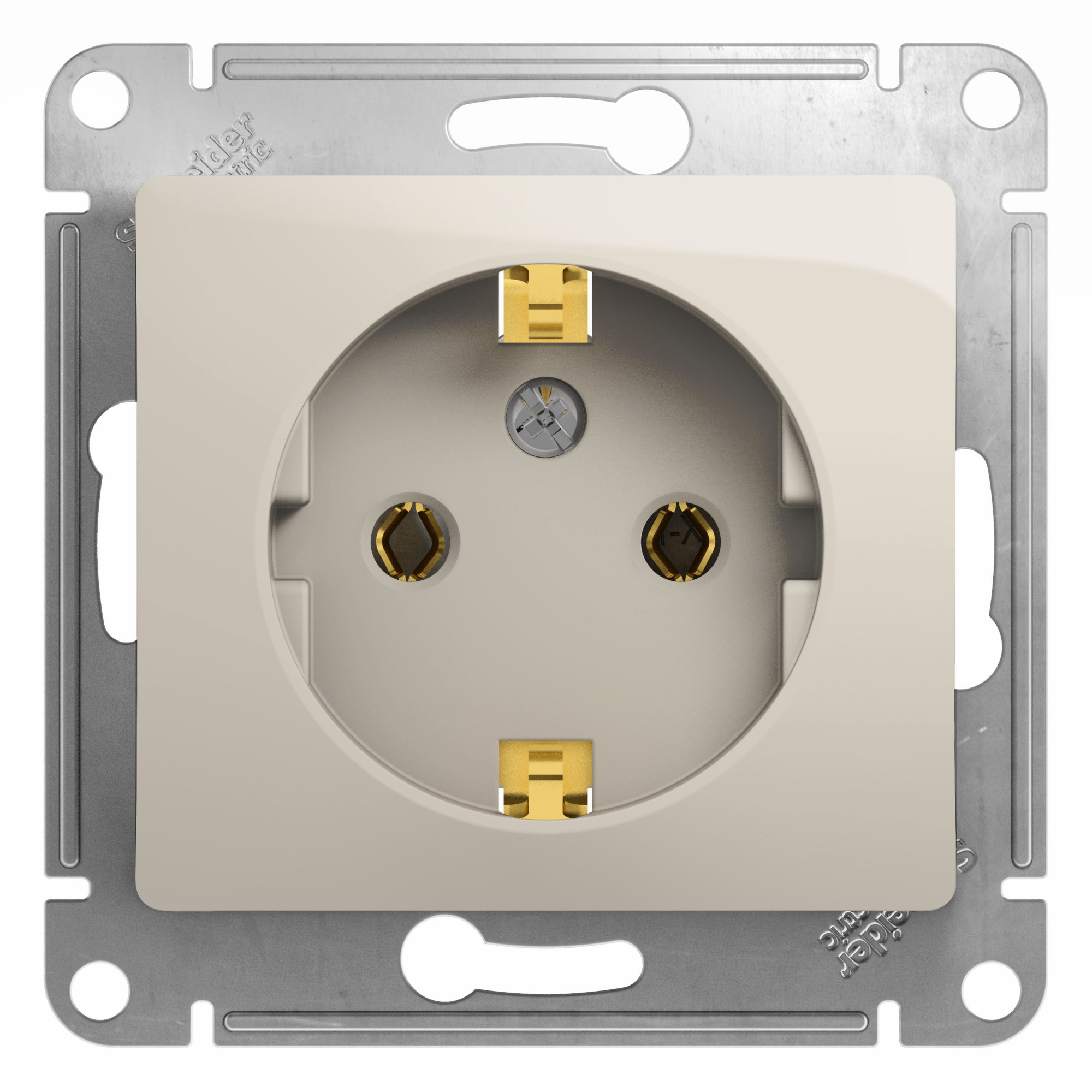 Розетка с заземлением,16А, 250В, механизм (молочный) Glossa Systeme Electric, GSL000943