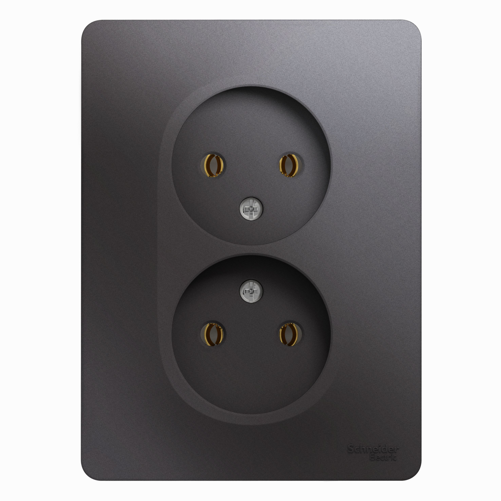 Розетка двойная без заземления,16А, 250В, в сборе (графит) Glossa Systeme Electric, GSL001320