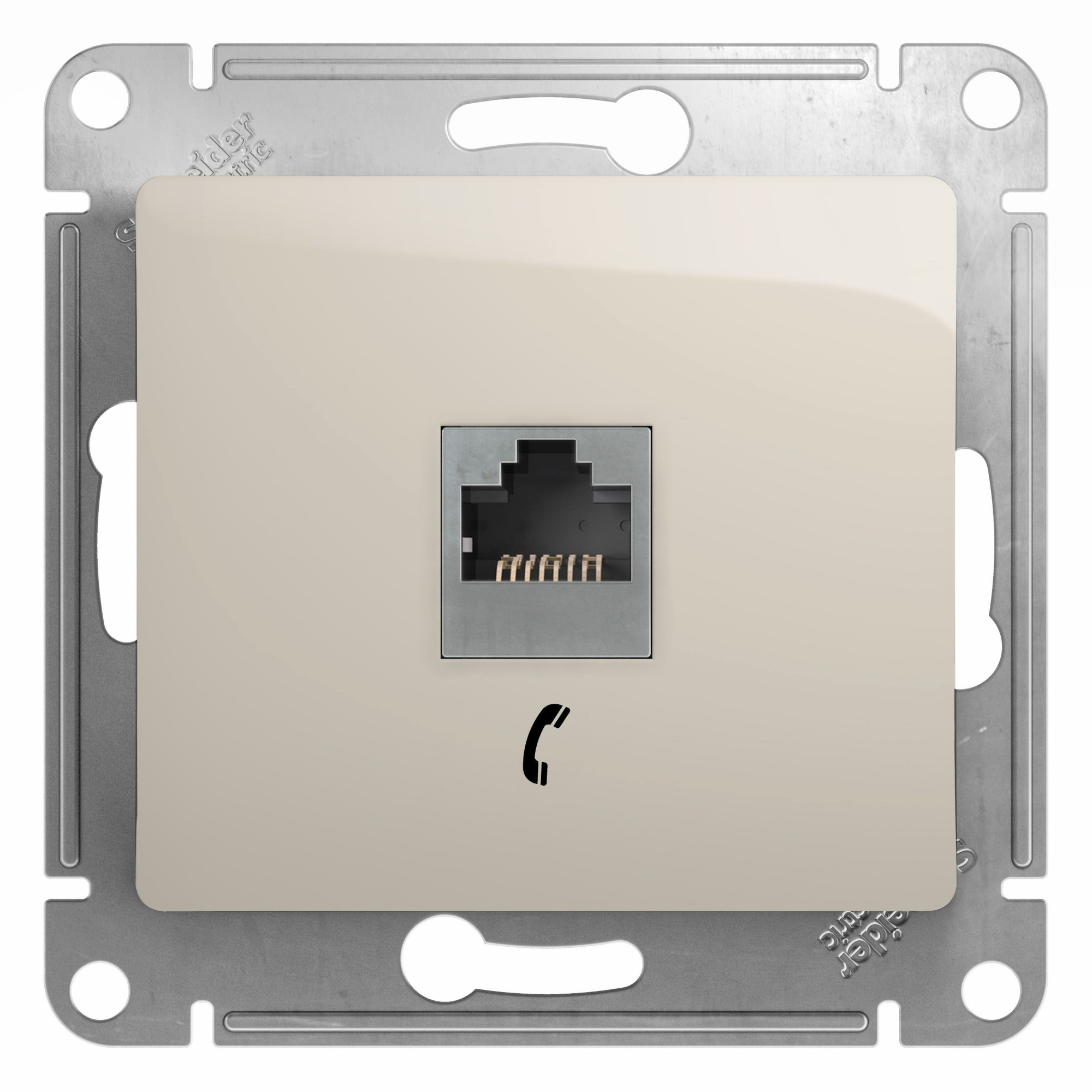 Розетка телефонная RJ11, механизм (молочный) Glossa Systeme Electric, GSL000981T