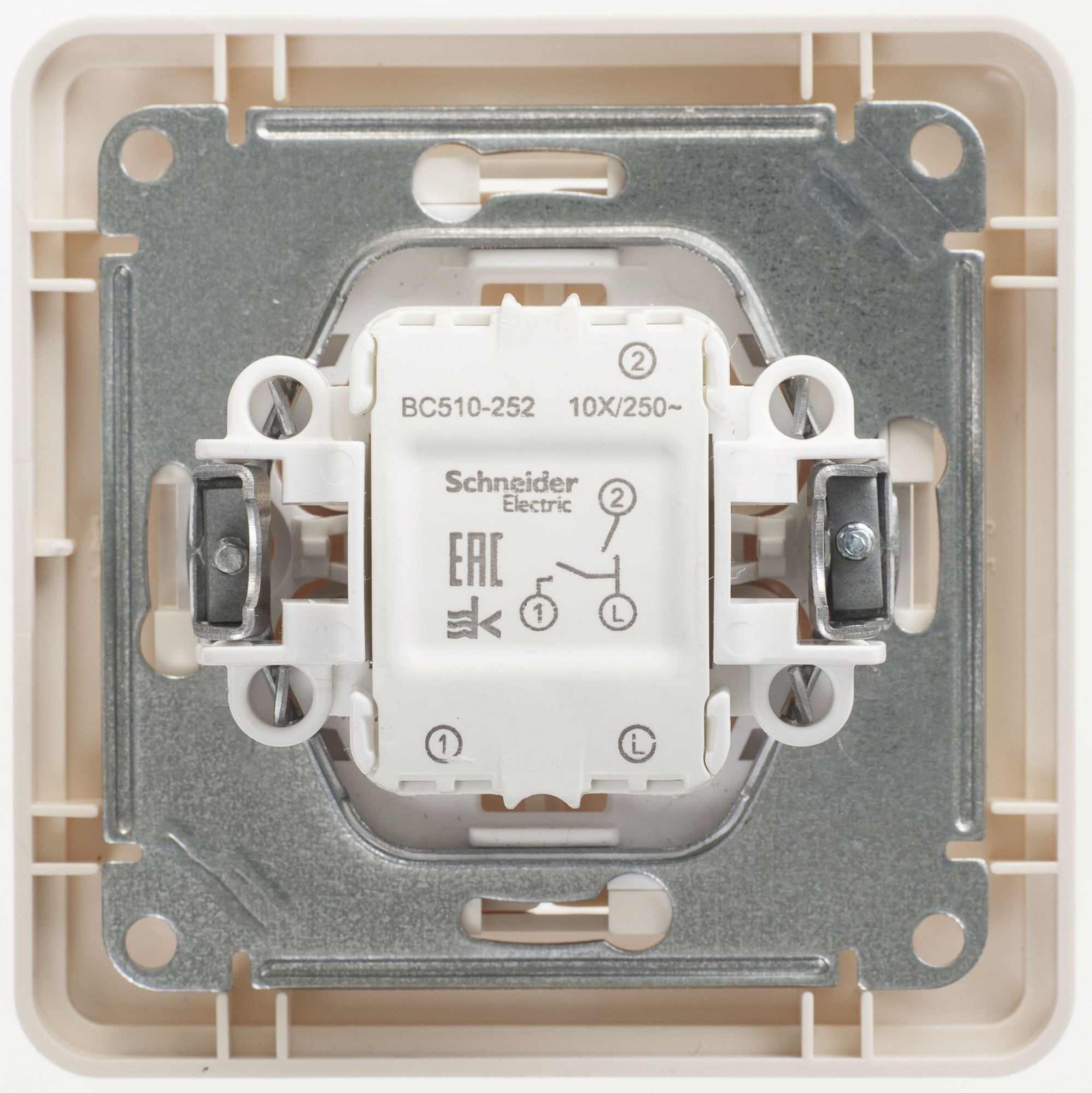 Выключатель 2-клавишный, 10АХ, в сборе (слоновая кость) Wessen 59 Systeme Electric, VS510-252-28