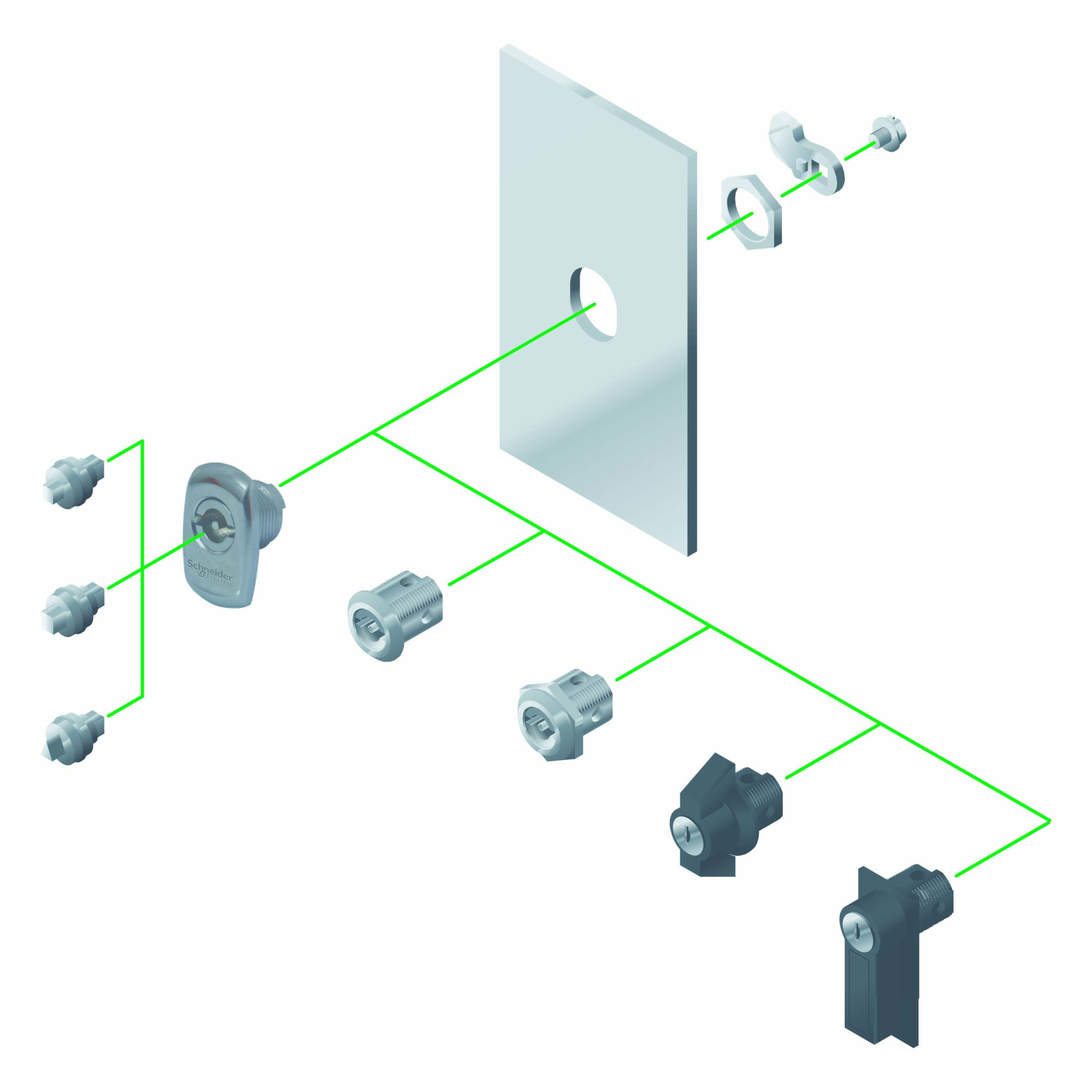 Круглый замок с двумя бор. 3 мм нерж. Schneider Electric, NSYSTDCXH