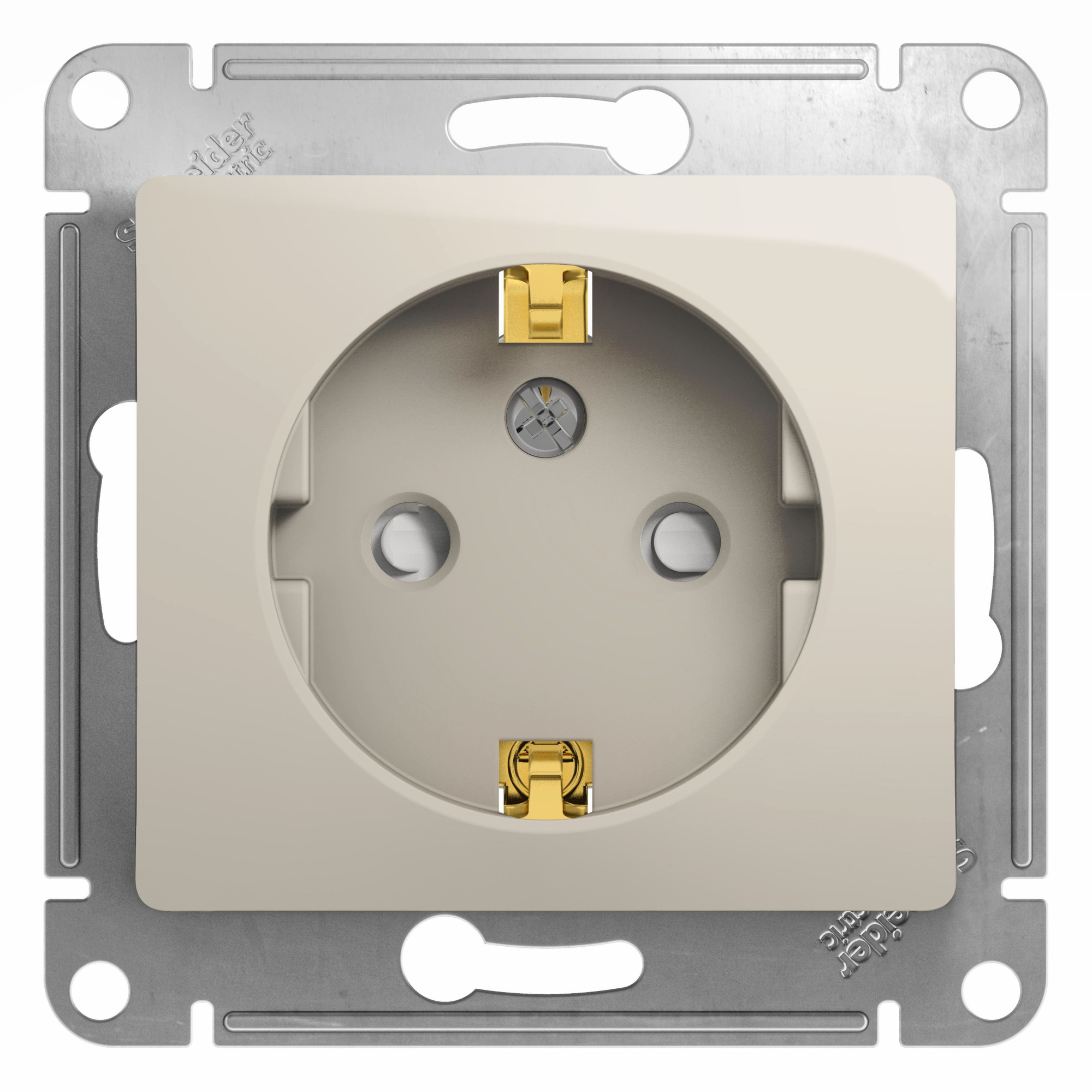 Розетка с заземлением, со шторками, 16А, механизм, (молочный) Glossa Systeme Electric, GSL000945