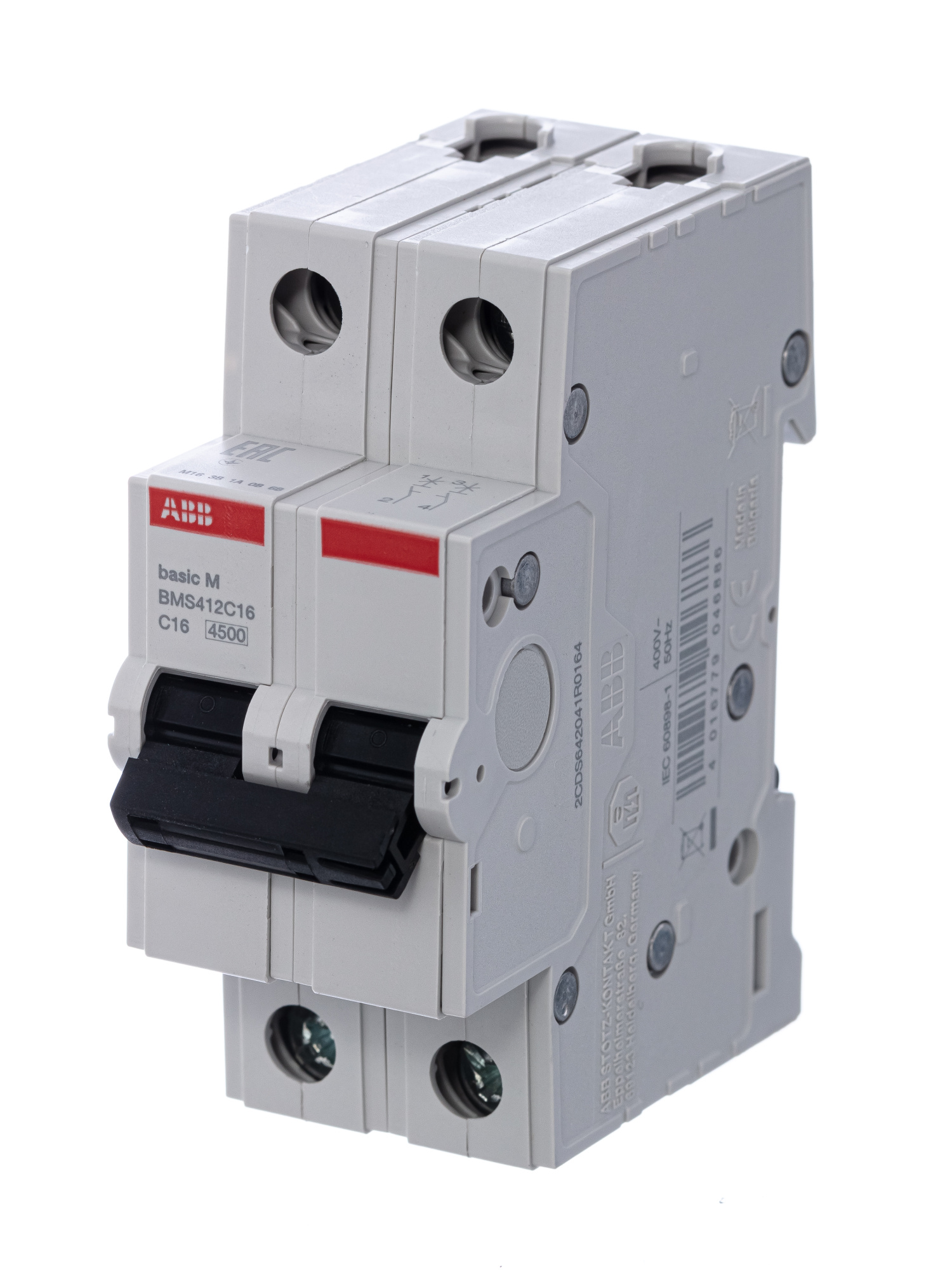 BMS412C16 Автоматический выключатель 2-полюсный, 16А, 4,5kA (хар-ка C) ABB, 2CDS642041R0164