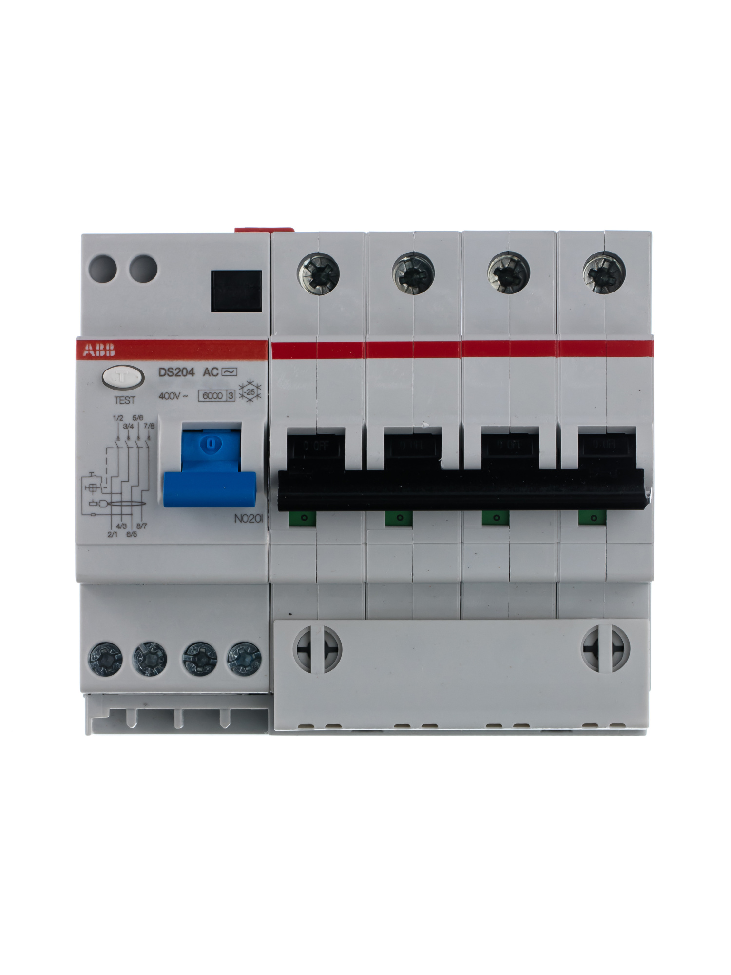 GSH204 C20 AC30 Дифф. автомат 4-полюсный, 20A, 30mA, тип АC, 6kA (хар-ка C) ABB