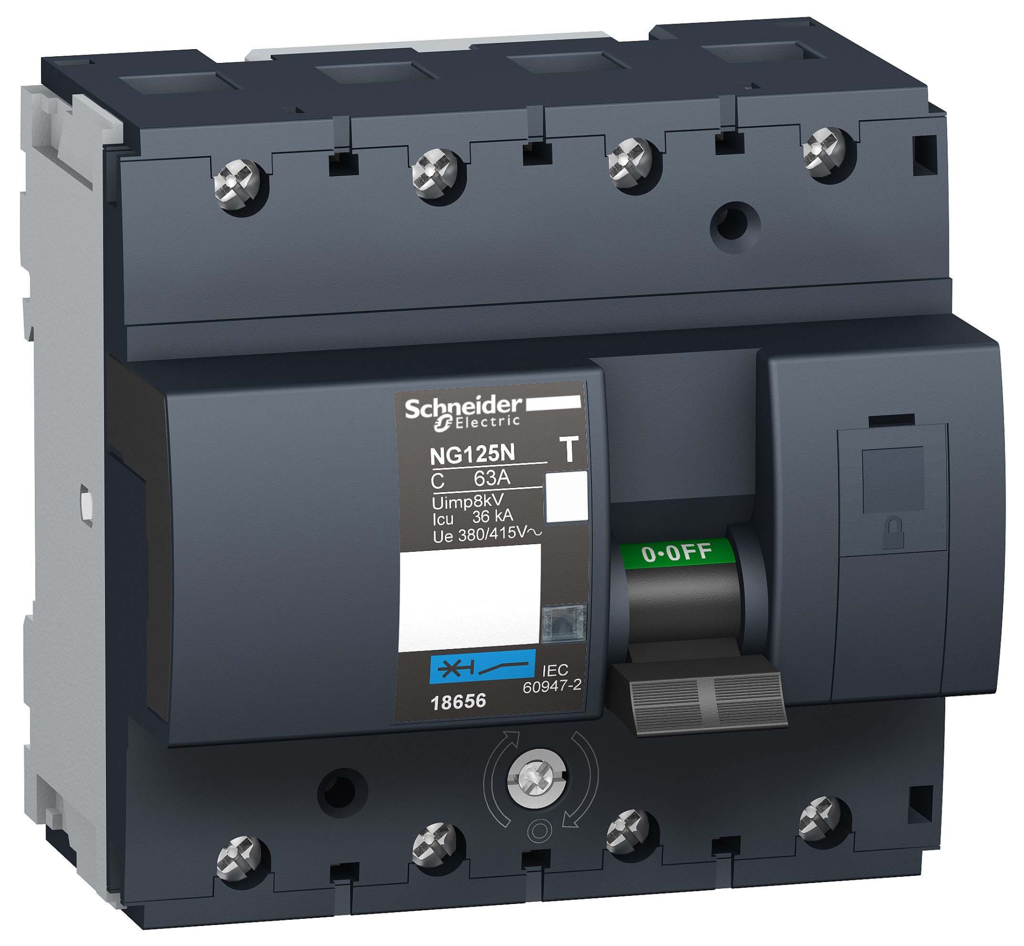 NG125N 4Р 63А Автоматический выключатель 4-полюсный, 63А, 25kA (хар-ка C) Schneider Electric, 18656