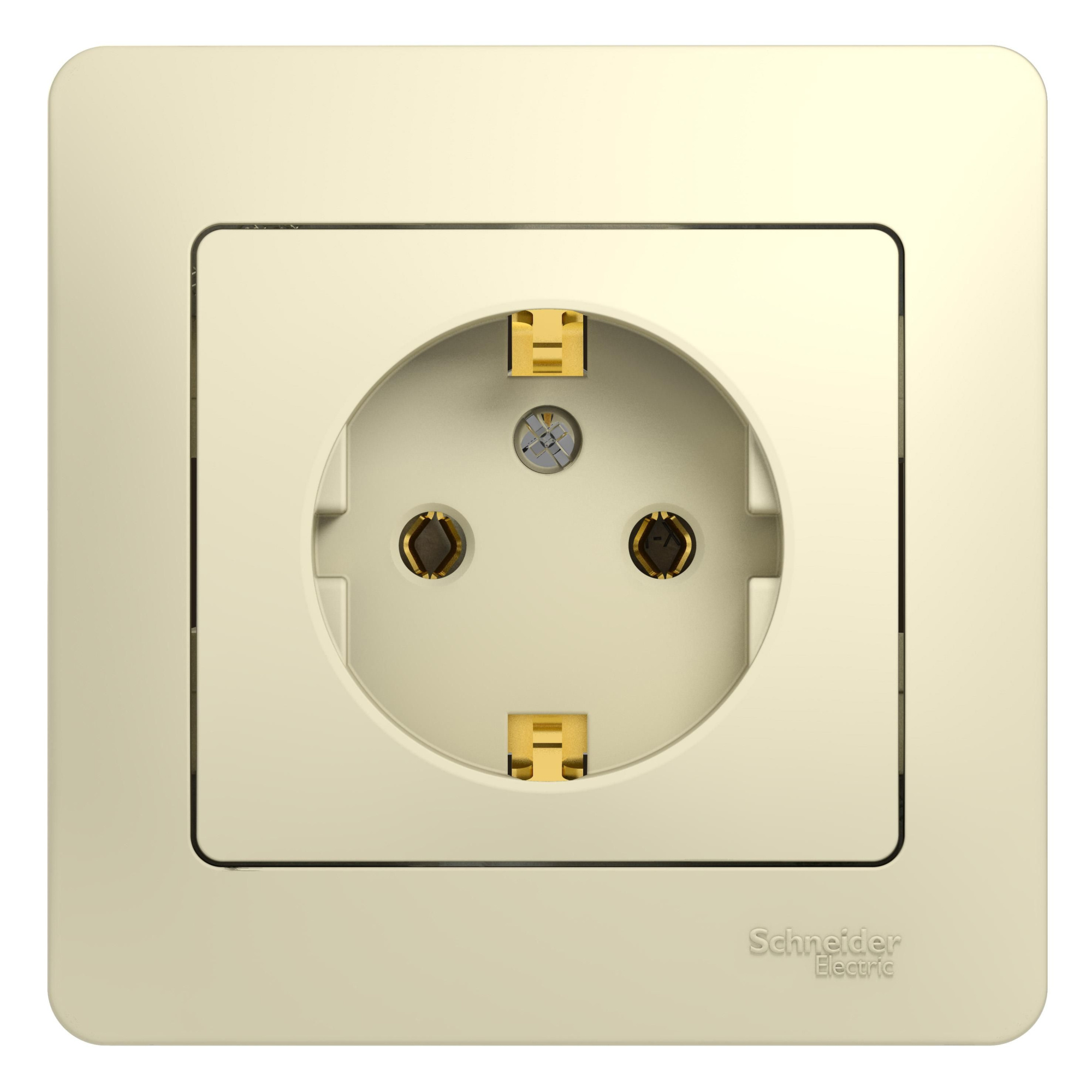 Розетка с заземлением, 16А, в сборе (бежевый) Glossa Systeme Electric, GSL000242