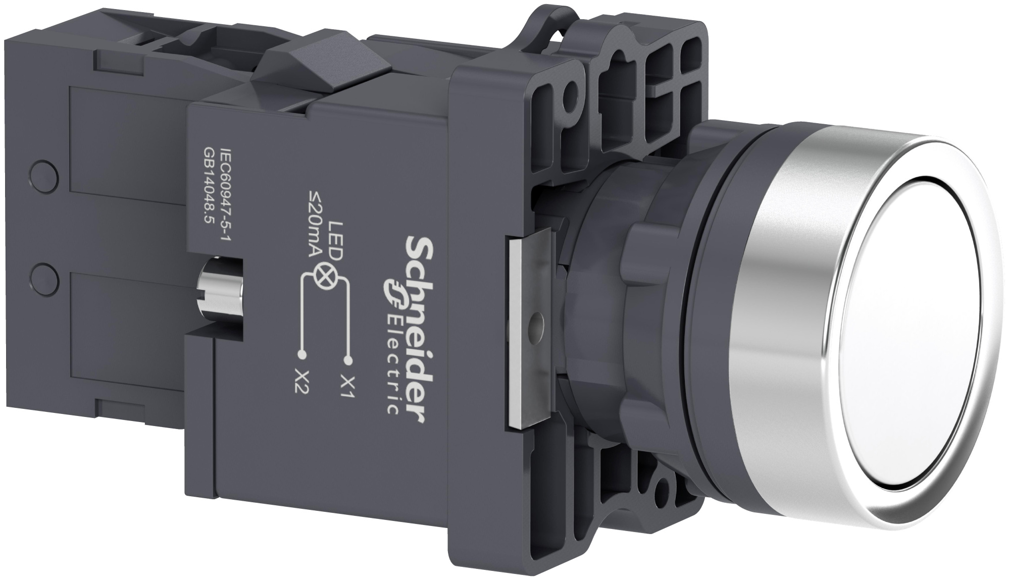Кнопка белая с подсветкой СLED,220В 1НО Schneider Electric, XA2EW31M1