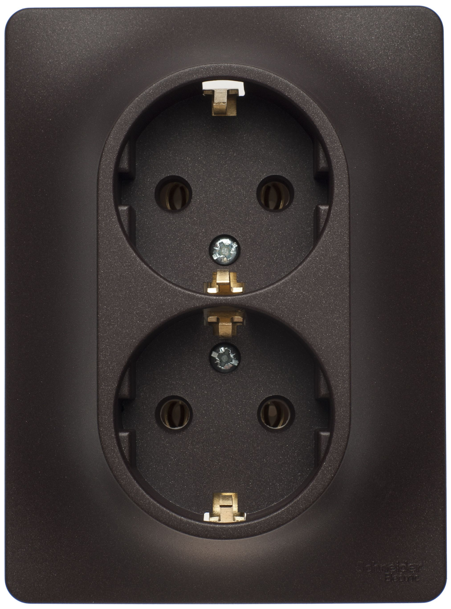 Розетка двойная с заземлением, 16А, в сборе (шоколад) Glossa Systeme Electric, GSL000824